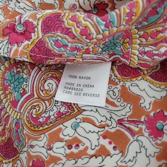 Nicole Miller Balloon Tie Sleeve Flowy Boho Printed Top Size S - Picture 9 of 9